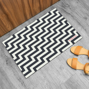 Family Name Black White Pink Bold Zig Zag Doormat
