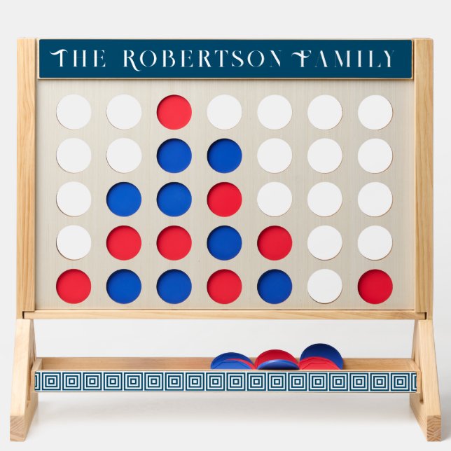 Family Name Blue Mod Pattern Fast Four (Front)