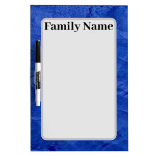 Family Name Blue Stucco Frame Dry Erase Board