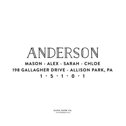 Family Name Bold Script Return Address Stamp (Stamp View)