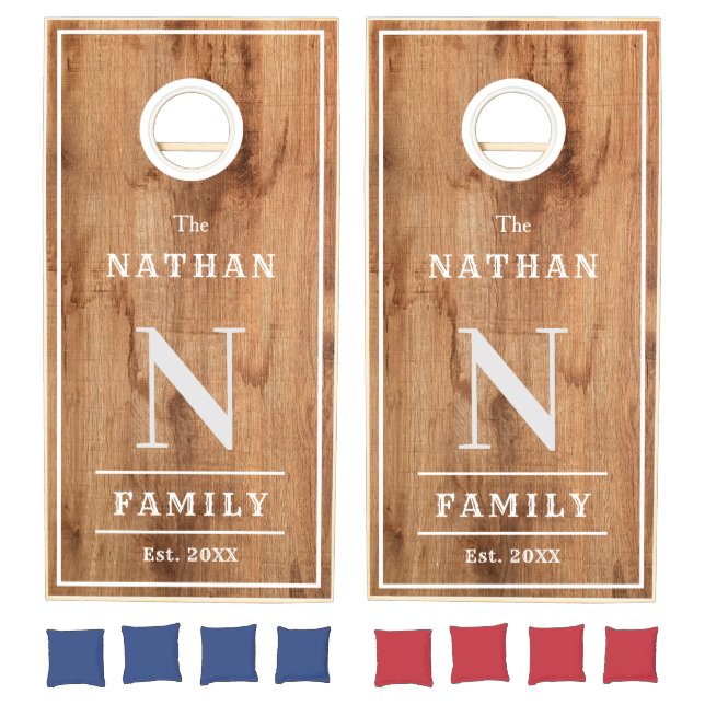  Family Name Brown Wood Cornhole Set (Set)