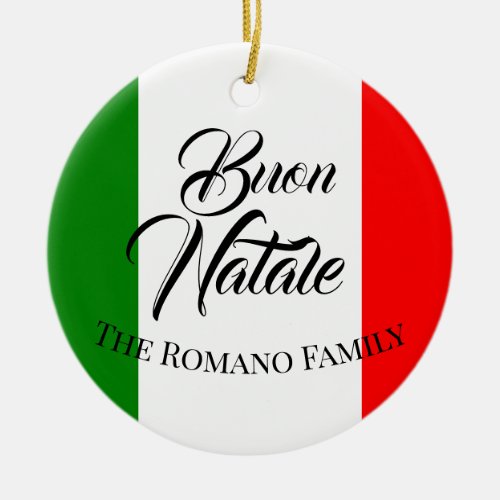 Family Name Buon Natale Italy Flag Ceramic Ornament