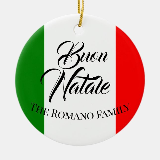 Family Name Buon Natale Italy Flag Ceramic Ornament (Front)