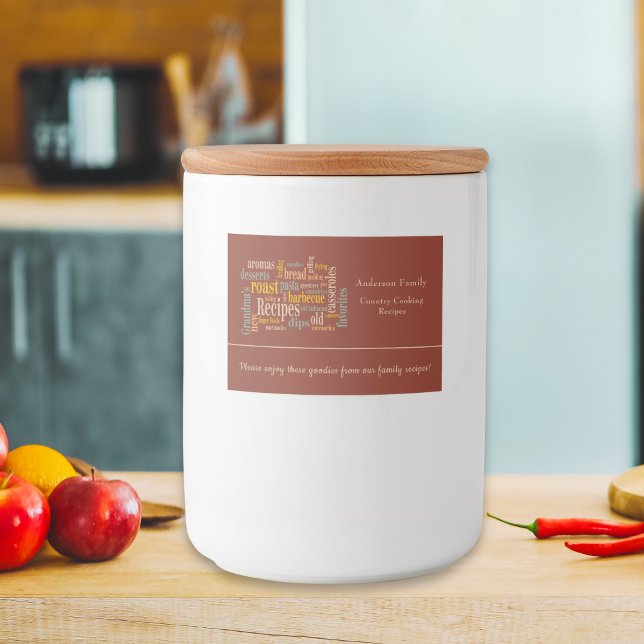 Family Name Burnt Umber Recipe Sayings Gift  Food Label (Family Name Burnt Umber Recipe Sayings Gift Food Label)