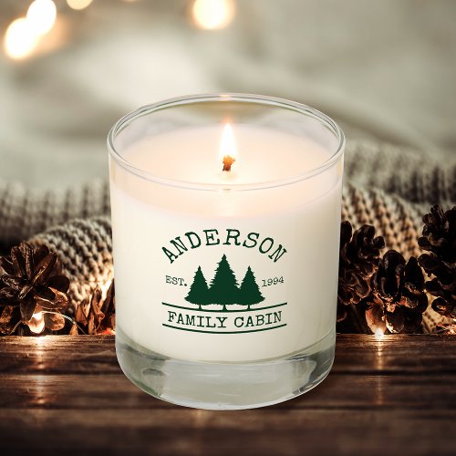 Family Name Cabin Forest Green Scented Candle