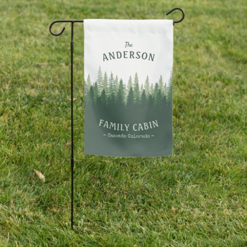 Family Name Cabin Location Pine Tree Forest Garden Flag