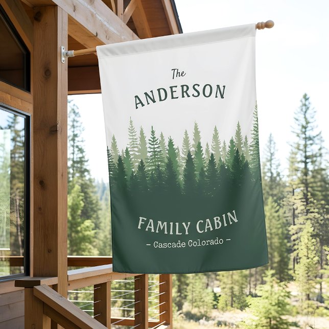 Family Name Cabin Location Pine Tree Forest House Flag (Creator Uploaded)