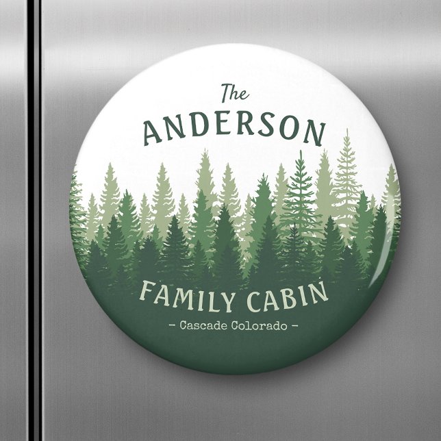 Family Name Cabin Location Pine Tree Forest Magnet (Creator Uploaded)