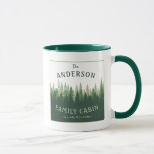 Family Name Cabin Location Pine Tree Forest Mug