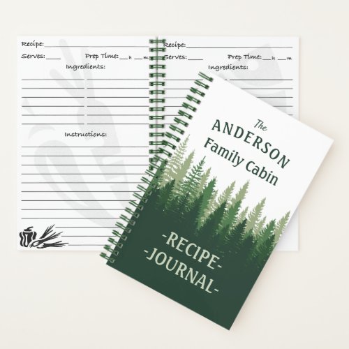 Family Name Cabin Pine Trees Recipe Journal