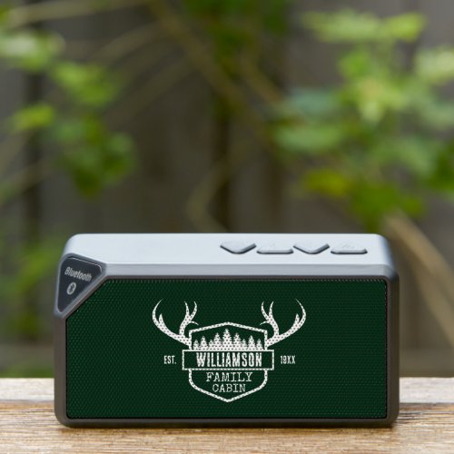 Family Name Cabin Pines Forest Green Bluetooth Speaker