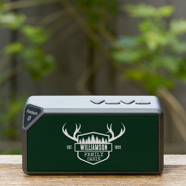 Family Name Cabin Pines Forest Green Bluetooth Speaker (Insitu(Outdoor))