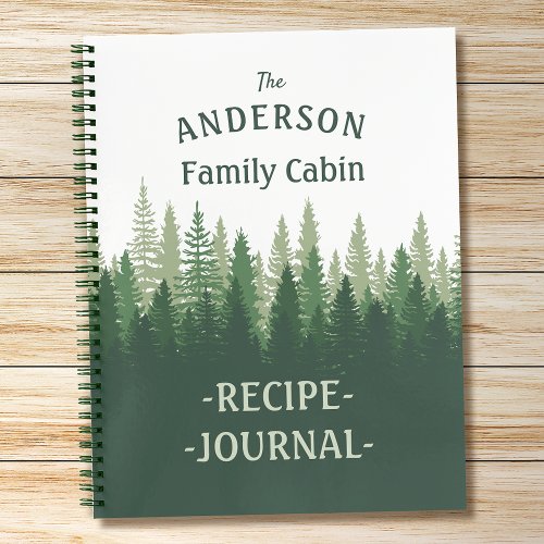 Family Name Cabin Recipe Journal Pine Trees