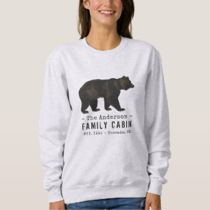 Family Name Cabin Rustic Brown Black Bear Sweatshirt