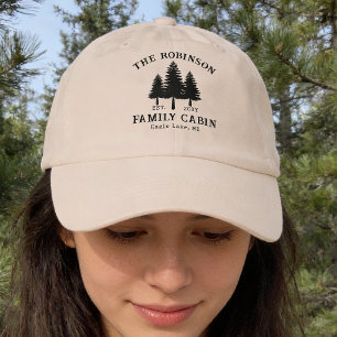 Family Name Cabin Rustic Country Trees Stylish Hat