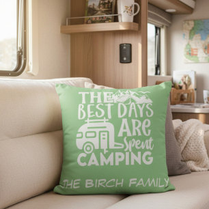 Family Name Camping Décor Throw Pillow