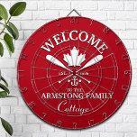 Family Name | Canadian Maple Leaf Custom Dart Board<br><div class="desc">Super fun "welcome to the lake cottage" customized dart board with a patriotic Canadian maple leaf design with crossed oars and an anchor.  Change the name,  the year and the name of your vacation getaway (beach house,  cottage,  summer house,  etc.) to make this a wonderfully unique gift.</div>
