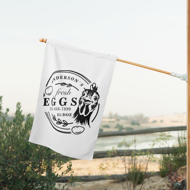 Family Name Chicken Egg For Sale Decorative Yard House Flag (Insitu (Back))
