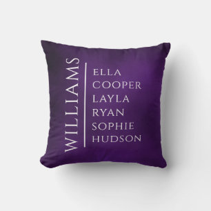 FAMILY NAME CHILDREN NAMES Kids Purple Throw Pillow
