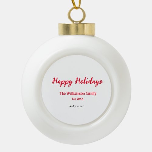 family name christmas holiday thanksgiving year ad ceramic ball christmas ornament