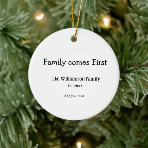 family name christmas holiday thanksgiving year ad ceramic ornament