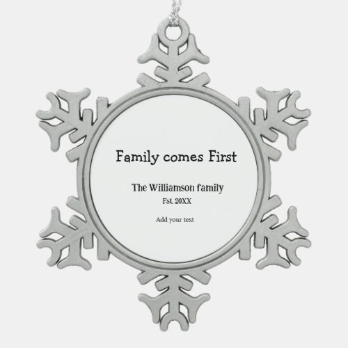 family name christmas holiday thanksgiving year ad snowflake pewter christmas ornament