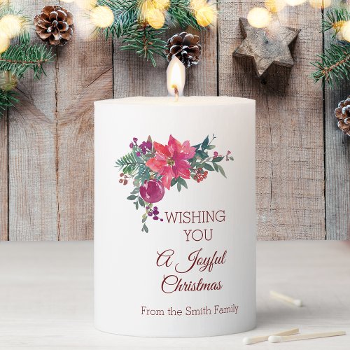 Family Name Christmas Joy Pillar Candle Gift