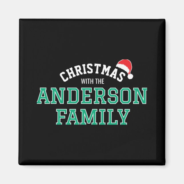 Family Name Christmas Santa Holiday Red Green T Sh Magnet (Front)