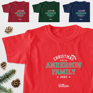 Family Name Christmas Santa Holiday Red Green T-Shirt