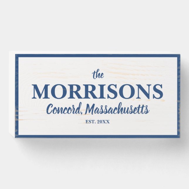 Family Name, City State, Year Established Custom Wooden Box Sign (Front Horizontal)
