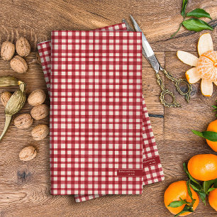 Family Name Classic Red Gingham Christmas Holiday Cloth Napkin