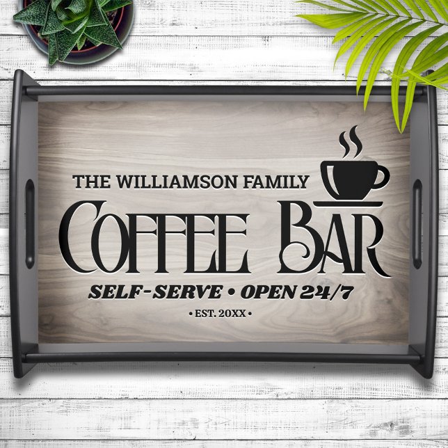 Family Name Coffee Bar Hours  Serving Tray (Creator Uploaded)