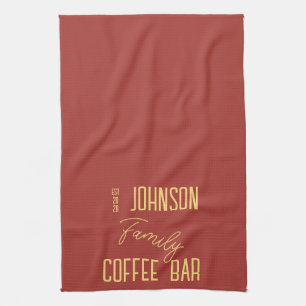 Family Name Coffee Retro Kitchen Towel