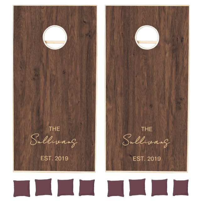 Family name cornhole boards Rustic Wood Set (Set)