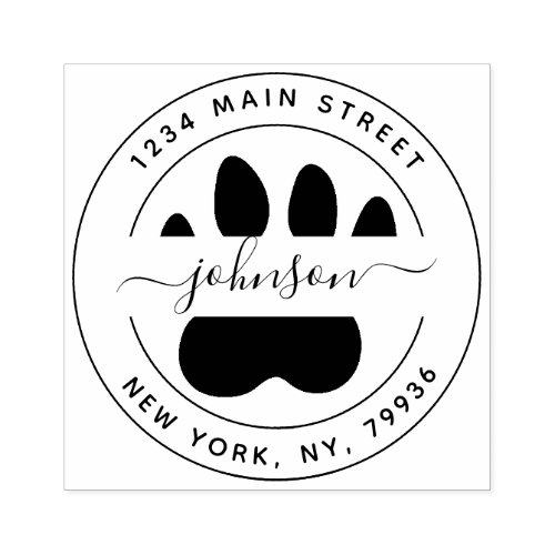 Family Name Create Your Own Paw Return Address Rubber Stamp
