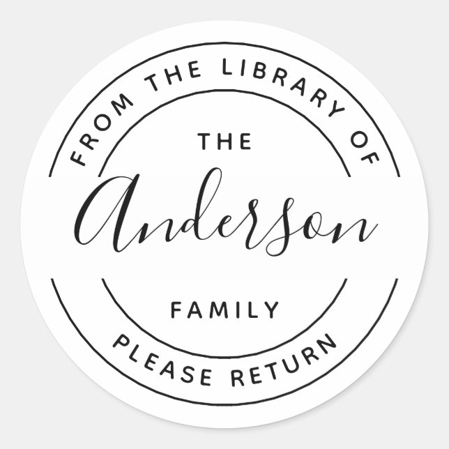 Family Name | Create Your Own Round Bookplate (Front)