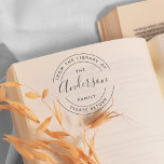 Family Name | Create Your Own Round Library Book Rubber Stamp<br><div class="desc">Simple,  clean,  modern design stamp for your personal library books. Easy to personalize with your family name. Great gift for any book lover. The typography comprises a modern sans serif typeface in graceful arcs. Your family name appears in center place in an elegant script font.</div>