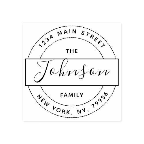 Family Name Create Your Own Round Return Address Rubber Stamp