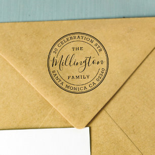 Family Name   Create Your Own Round Return Address Rubber Stamp