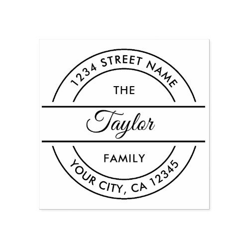 Family Name  Create Your Own Round Return Address Rubber Stamp
