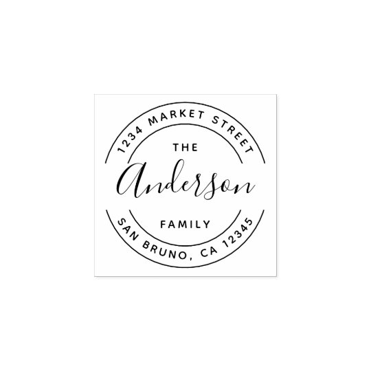 family name create your own round return address rubber stamp
