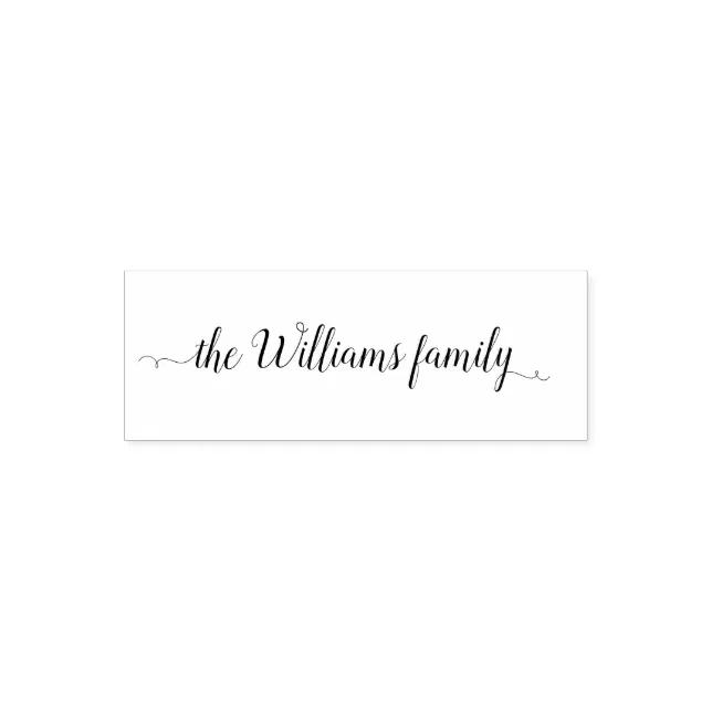 Family Name Custom Calligraphy One Line Modern Self-inking Stamp | Zazzle