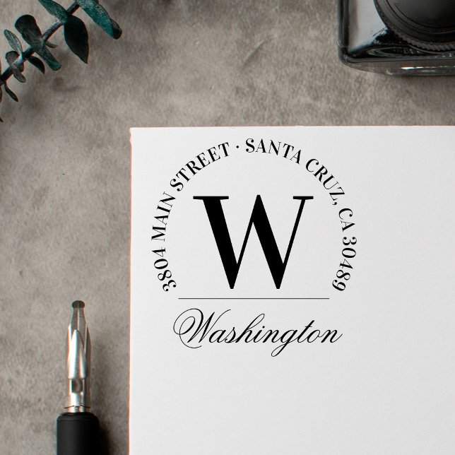 Family Name | Custom Monogram Return Address Rubber Stamp (Creator Uploaded)