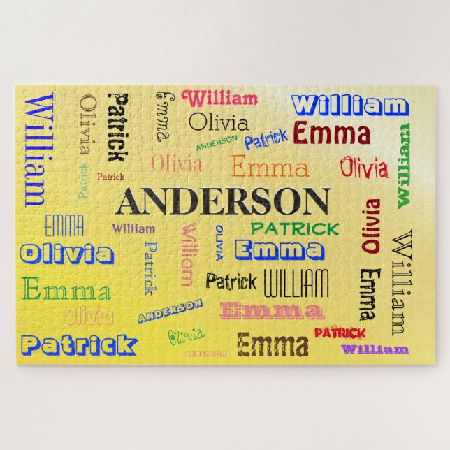 Family Name Custom Word Cloud Personalized Jigsaw Puzzle (Horizontal)