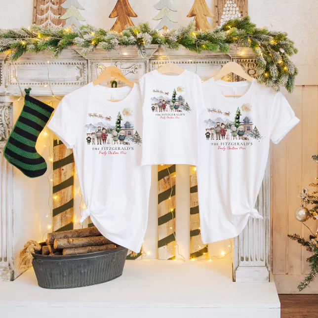 Family Name | Cute Family Reunion Christmas T-Shirt | Zazzle