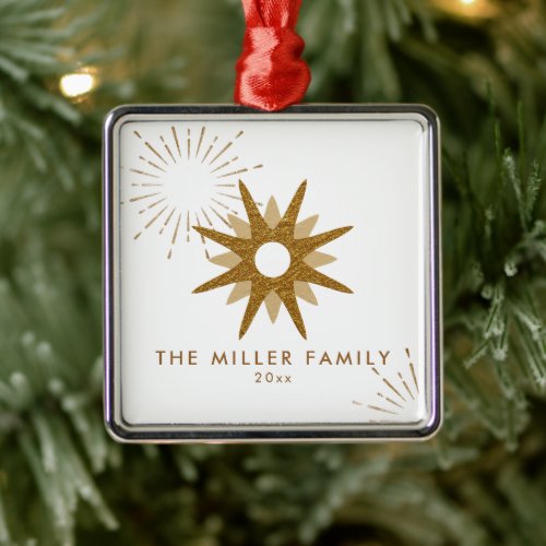 Family Name  Date  Modern Gold Starburst Metal Ornament