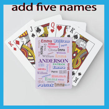 Family Name Dazzling Word Cloud Playing Cards by Whimzazzical at Zazzle