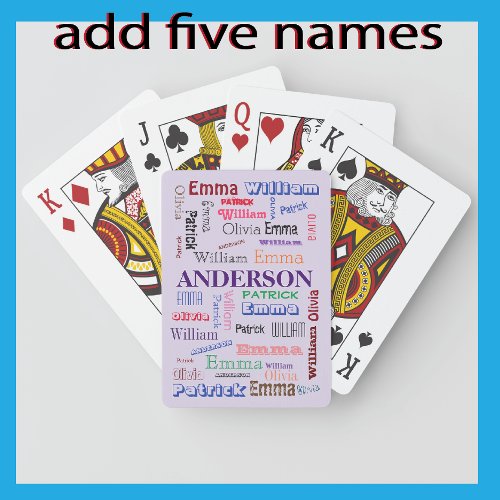 Family Name Dazzling Word Cloud Poker Cards