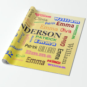 Family Name ♠️ Dazzling Word Cloud Wrapping paper