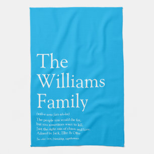 Family Name Definition Fun Modern Blue Kitchen Towel